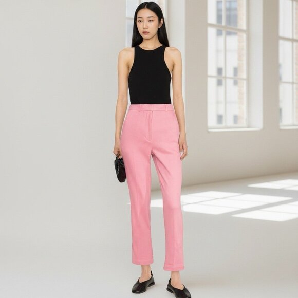 Thebe Magugu Womens Medium Wool Cigarette Bubblegum Gum Pink Trouser Pants